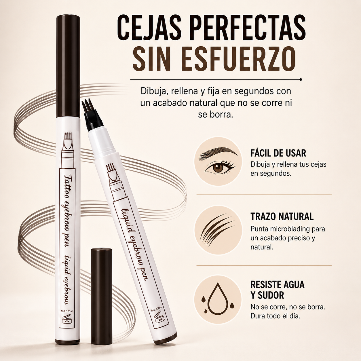 Fine Sketch Pro – Lápiz 2 en 1 para Cejas y Barba