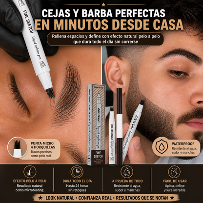 Fine Sketch Pro – Lápiz 2 en 1 para Cejas y Barba